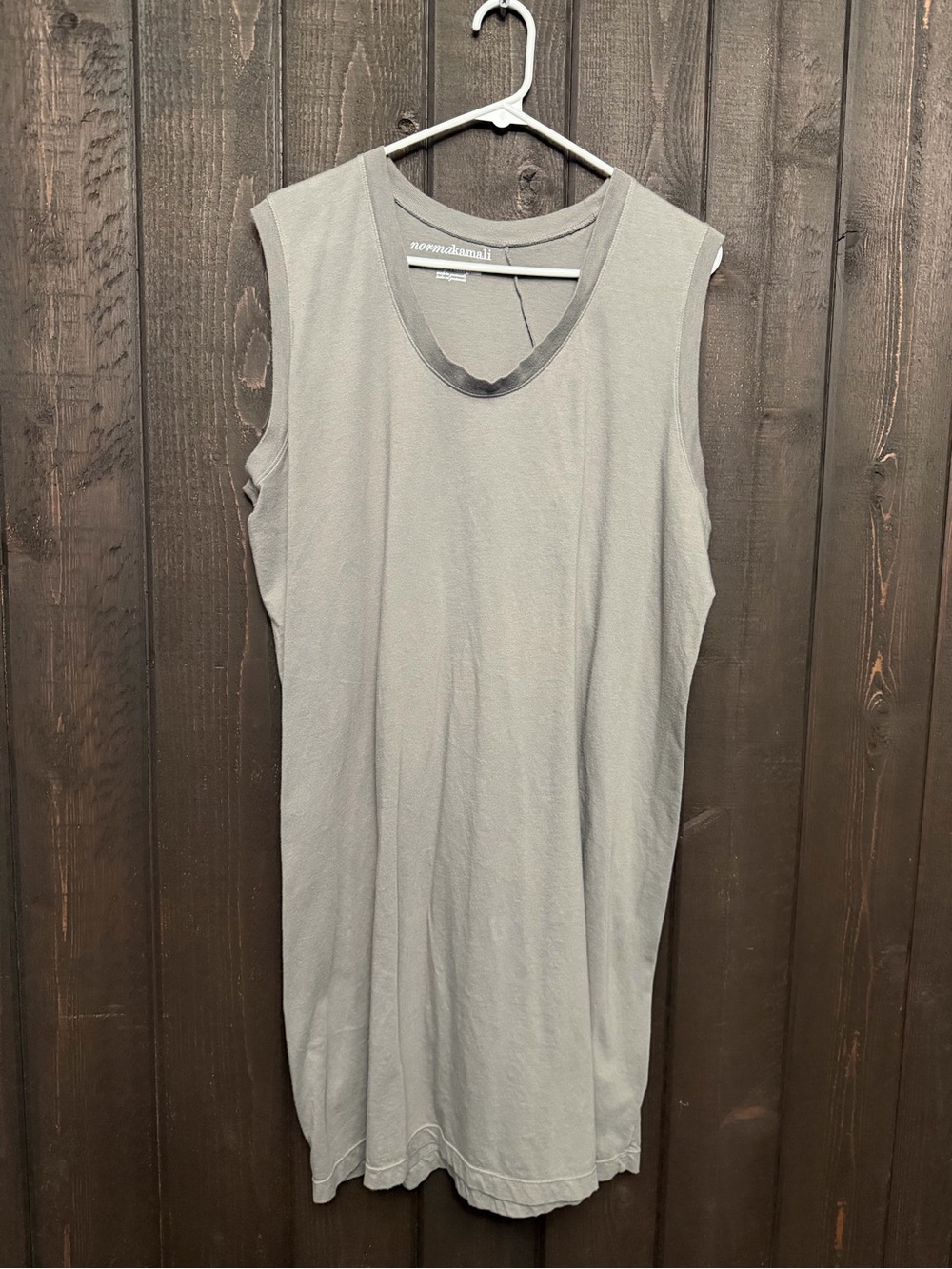Norma Kamali Women’s Organic Cotton Sleeveless Gray Dress Athlesiure Sz 2XL EUC